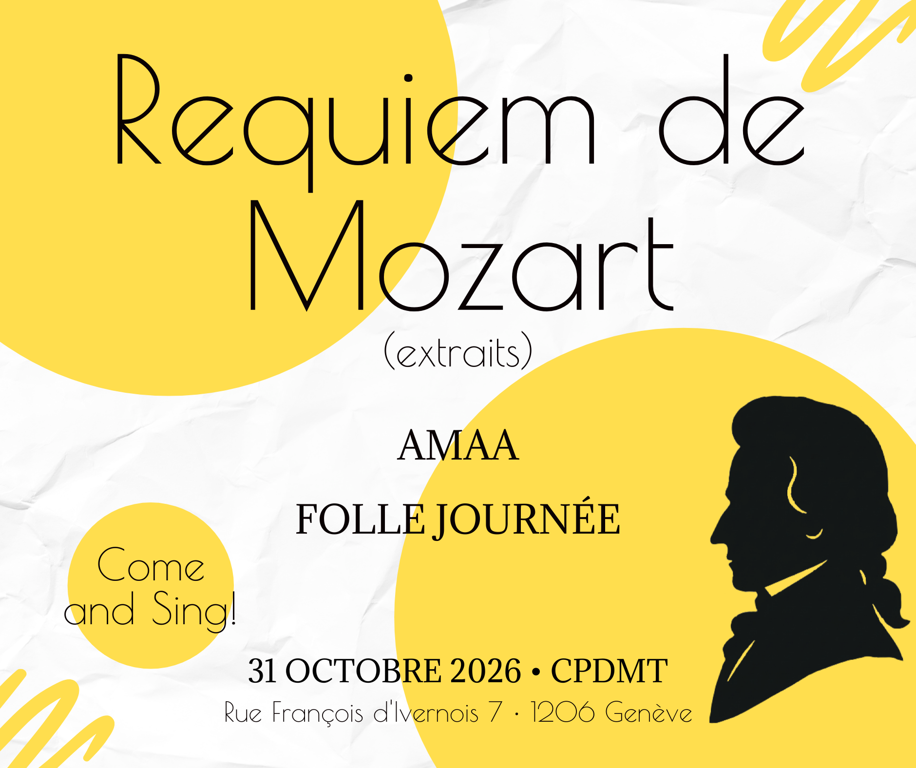 Affiche de la Folle Journée de l'AMAA consacrée au Requiem de Mozart